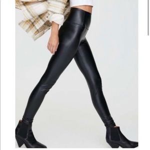 7 For All Mankind Black Vegan Leather Leggings